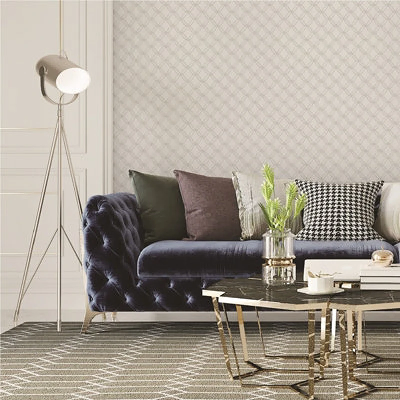 Image of Debona Fabric Touch Floral Geometric Diamond Textured Vinyl Wallpaper Silver