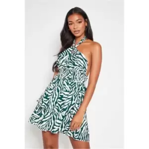 Image of I Saw It First Tiered Halterneck Skater Dress - Green