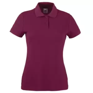 Image of Fruit Of The Loom Womens Lady-Fit 65/35 Short Sleeve Polo Shirt (XL) (Burgundy)