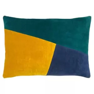 image of Morella Abstract Cushion Emerald/Ochre/Navy, Emerald/Ochre/Navy / 40 x 60cm / Polyester Filled