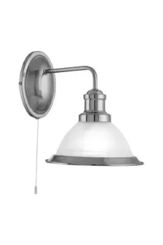 image of Bistro 1 Light Wall Light Satin Silver with Acid Glass Shade E27