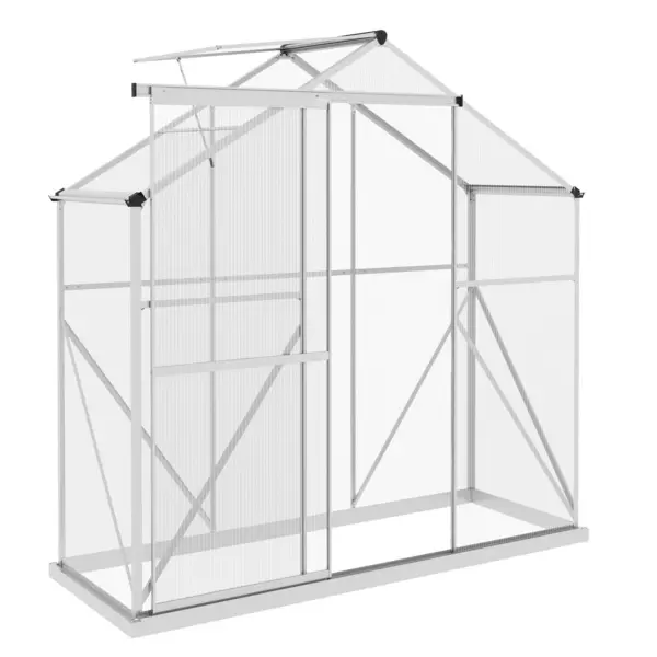 image of 6 x 2.5ft Polycarbonate Greenhouse Aluminium Green House