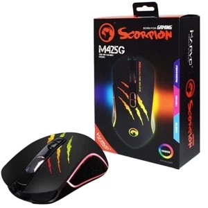 image of Marvo Scorpion M425G USB RGB LED Black Programmable Gaming Mouse