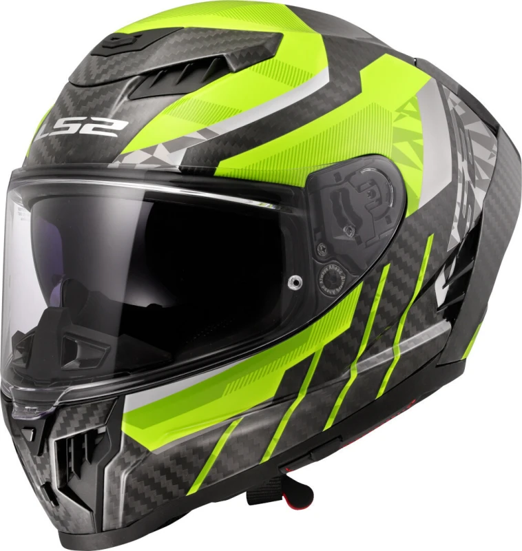 Image of LS2 FF807 Dragon Trax Carbon Helmet, carbon-yellow, Size S for Men