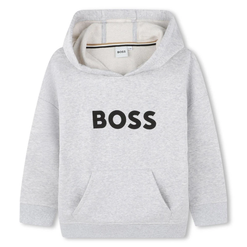 Image of Boss Logo Print Hoodie Boys - Grey Grey 3 - 4 Years