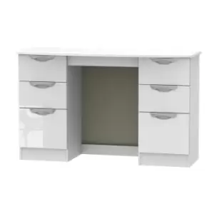 image of Indices Ready Assembled Double Pedestal Desk White Gloss