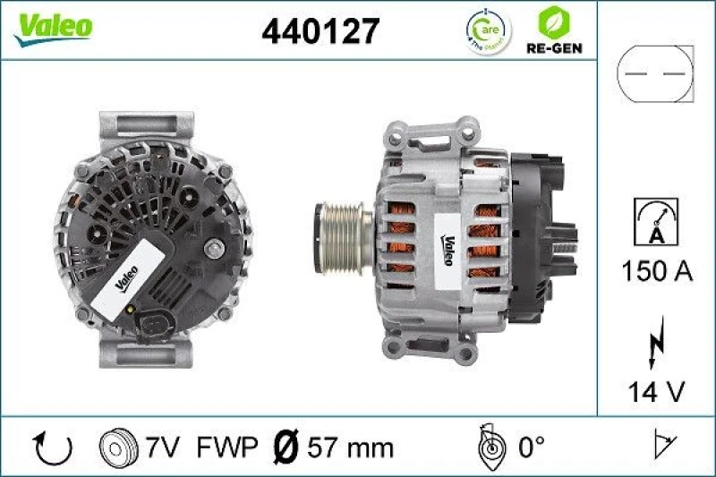 Image of VALEO 440127 Generator Alternator Charging Current: 150A, Voltage: 14V, REMANUFACTURED PREMIUM Alternator (4)