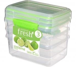 image of Sistema Fresh Rectangular 1 litre Containers Pack of 3