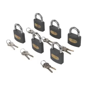 image of Silverline Iron Padlock Keyed Alike 6pk 50mm 407238