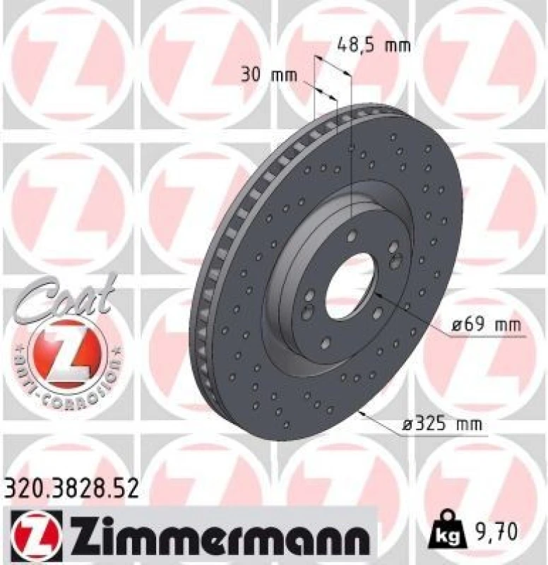 Image of ZIMMERMANN Brake disc ZIMMERMANN 320.3828.52