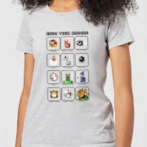 Image of Nintendo Super Mario Know Your Enemies Womens T-Shirt - Grey - 3XL