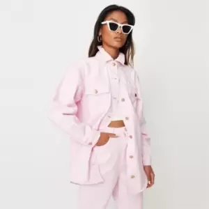 image of Missguided Oversized Denim Boyfriend Shirt - Pink