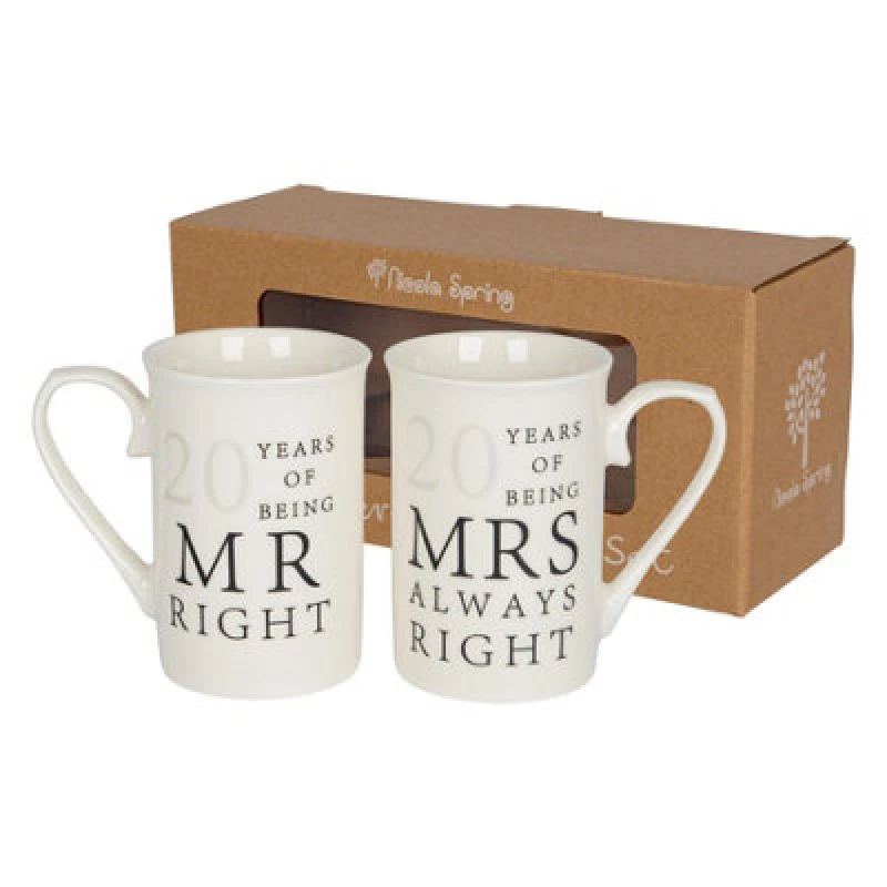 Image of Nicola Spring 2Pc 20th Anniversary New Bone China Mug Set - 300Ml