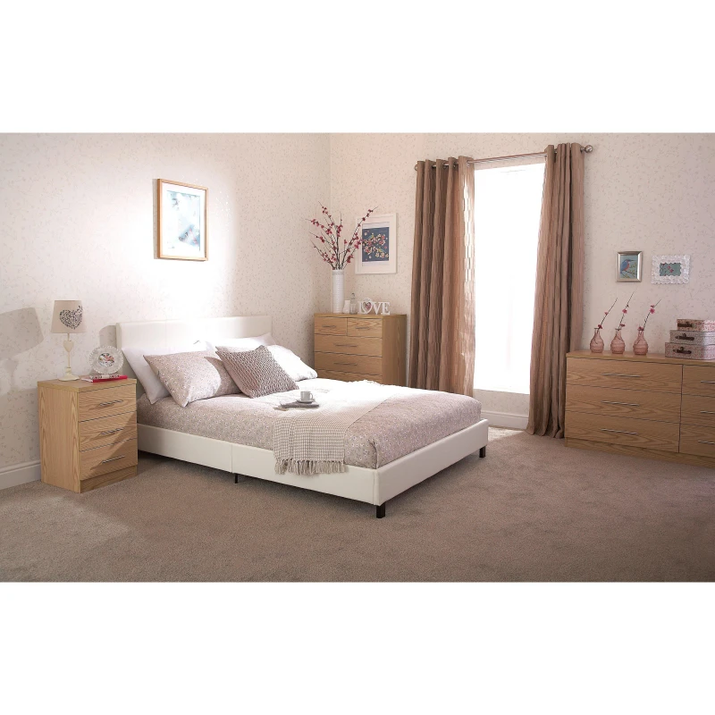 Image of GFW Bed in a Box 5ft King Size White Faux Leather Bed Frame