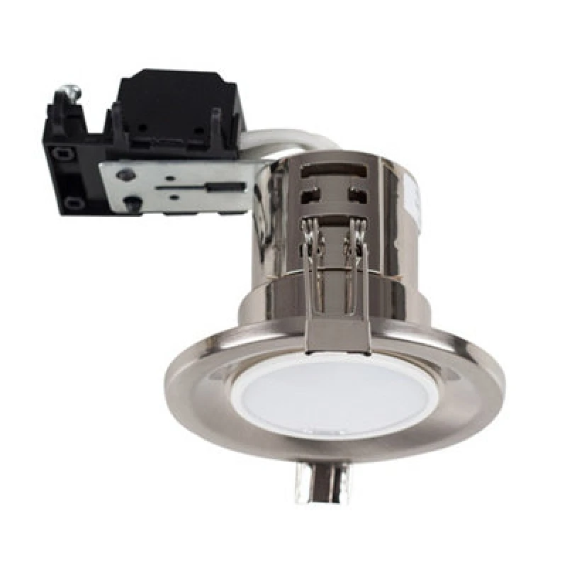Image of ValueLights Downlight Fire Rated Ceiling Light Fitting 4 Pack With Warm White Bulbs Silver