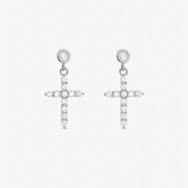 Image of Jon Richard Womens Rhodium Plated Cubic Zirconia Earrings in Silver Silver Female One Size