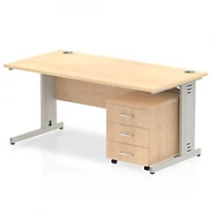 Image of Impulse 1200 Straight Wire Managed Workstation 500 Three drawer mobile Pedestal Bundle Maple