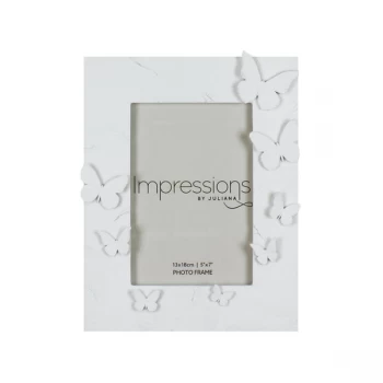Image of 5" x 7" - Impressions White Resin Butterfly Photo Frame
