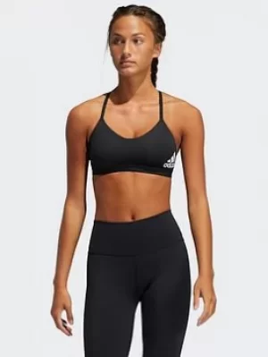 Image of adidas All Me Light Support Training Bra, Blue/White Size M Women
