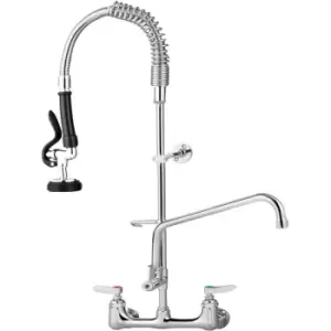 Image of Commercial Faucet with Sprayer, 8' Adjustable Center Wall Mount Kitchen Faucet with 12' Swivel Spout, 24' Height Compartment Sink Faucet for