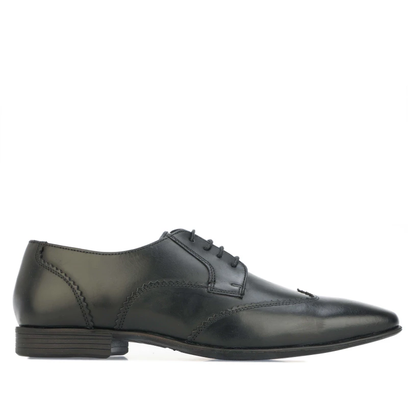 Image of Lambretta Blair Leather Wing Tip Shoes Black male UK 10