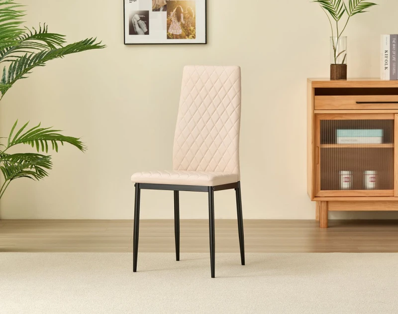 Image of Outdoor Living Emily Leather Comfort Dining Chairs - Champaigne - Set of 4 in Natural Natural Unisex