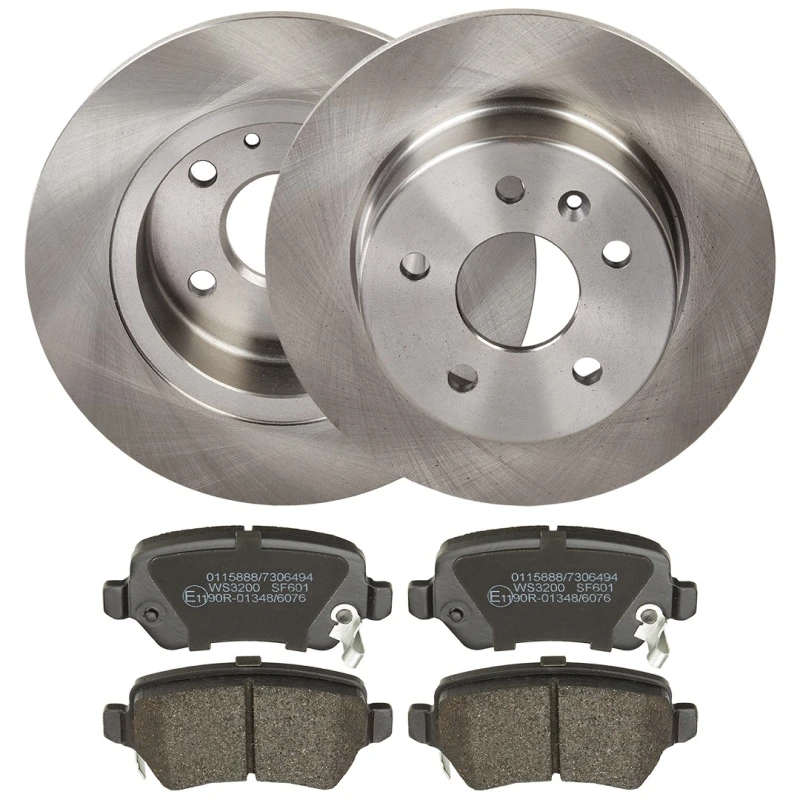 Image of RIDEX 3405B2208 Brake disc and pads set Rear Axle, Brake Disc Type: Solid, with acoustic wear warning Brake Set,disc brakes (3405)