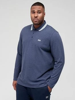 Image of Hugo Boss Athleisure Plisy Long Sleeve Polo Shirt Navy Size 3XL Men