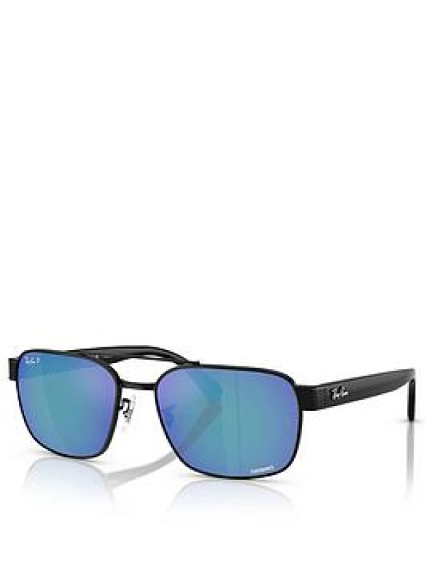 Image of Ray-Ban Rb3751 Chromance Square Sunglasses- Black/Blue Black/Blue WG54W Male