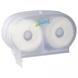 image of 2Work Twin Toilet Roll Dispenser 2W06438