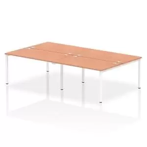 image of Impulse Bench B2B 4 Person 1400 White Frame Office Bench Desk Beech