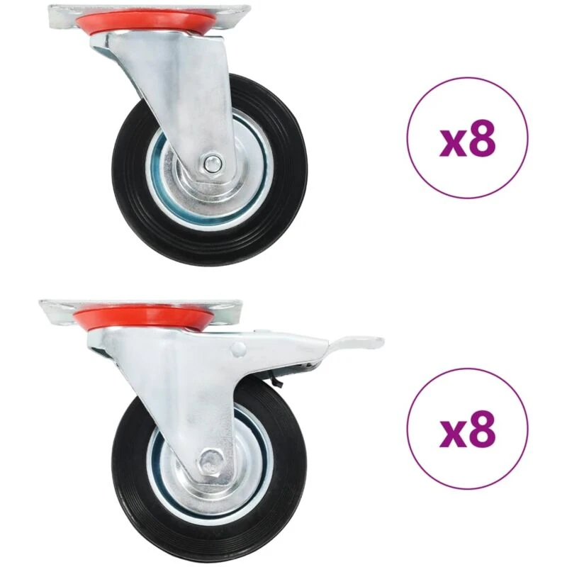 Image of VIDAXL 16 pcs Swivel Casters 100 mm Vidaxl 8719883718101