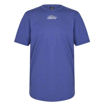 Image of Fabric Embroidered Signature T-Shirt - Navy