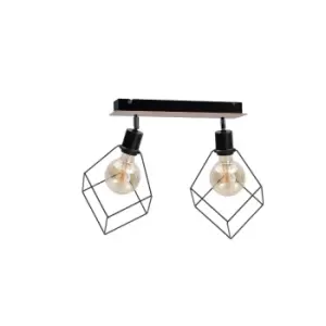 image of Ruben Twin Ceiling Spotlight Wood, 55cm, 2x E27