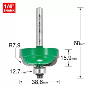 Image of Trend CRAFTPRO Radius Bearing Guided Router Cutter 38.6mm 15.9mm 1/4"
