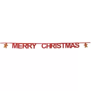 image of Something Different Merry Christmas Gingerbread Man Bunting (One Size) (Red/Brown) - Red/Brown