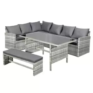 image of Oseasons Fiji Rattan 8 Seat Corner Dining Set In Dove Grey