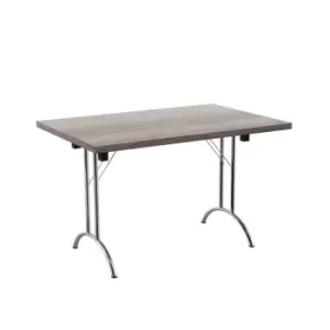 Image of One Union Folding Table 1200 X 800 Silver Frame Grey Oak Rectangular Top