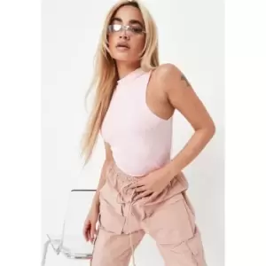 image of Missguided High Neck Racer Bodysuit - Pink