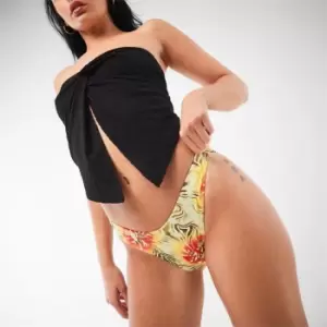 Missguided Tropical Print High Leg Boomerang Bikini Bottoms - Multi