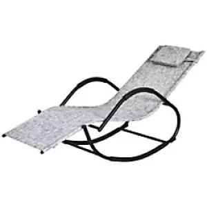 image of Outsunny Steel Frame Zero Gravity Rocking Lounge Chair w/ Pillow Grey