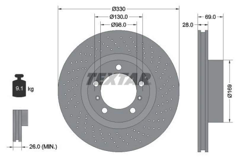 Image of Brake disc TEXTAR 92279705