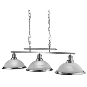 image of Bistro 3 Light Ceiling Pendant Bar Satin Silver, Acid Glass, E27