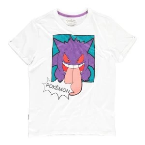 image of Pokemon - Gengar PopArt Mens Small T-Shirt (White)