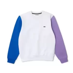 Image of Lacoste Colour Block Crew Sweatshirt - White
