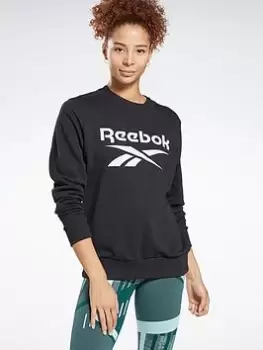 Image of Reebok Identity Logo French Terry Crew Sweatshirt, Red, Size S, Women