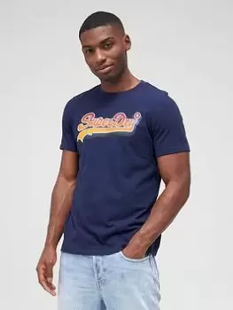 Image of Superdry Vintage Logo Seasonal T-Shirt - Navy, Size L, Men