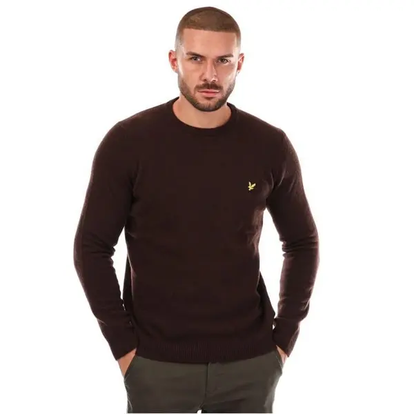 image of Lyle and Scott Crew Neck Lambswool Blend Jumper - Green XS