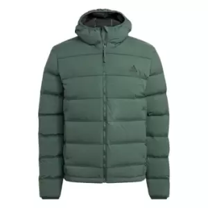 Image of adidas Helionic Stretch Hooded Down Jacket Mens - Green