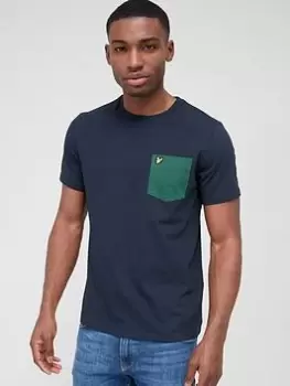 Image of Lyle & Scott Contrast Pocket T-Shirt - Navy Size M Men